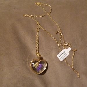 Torrid gold heart with lilac flower necklace